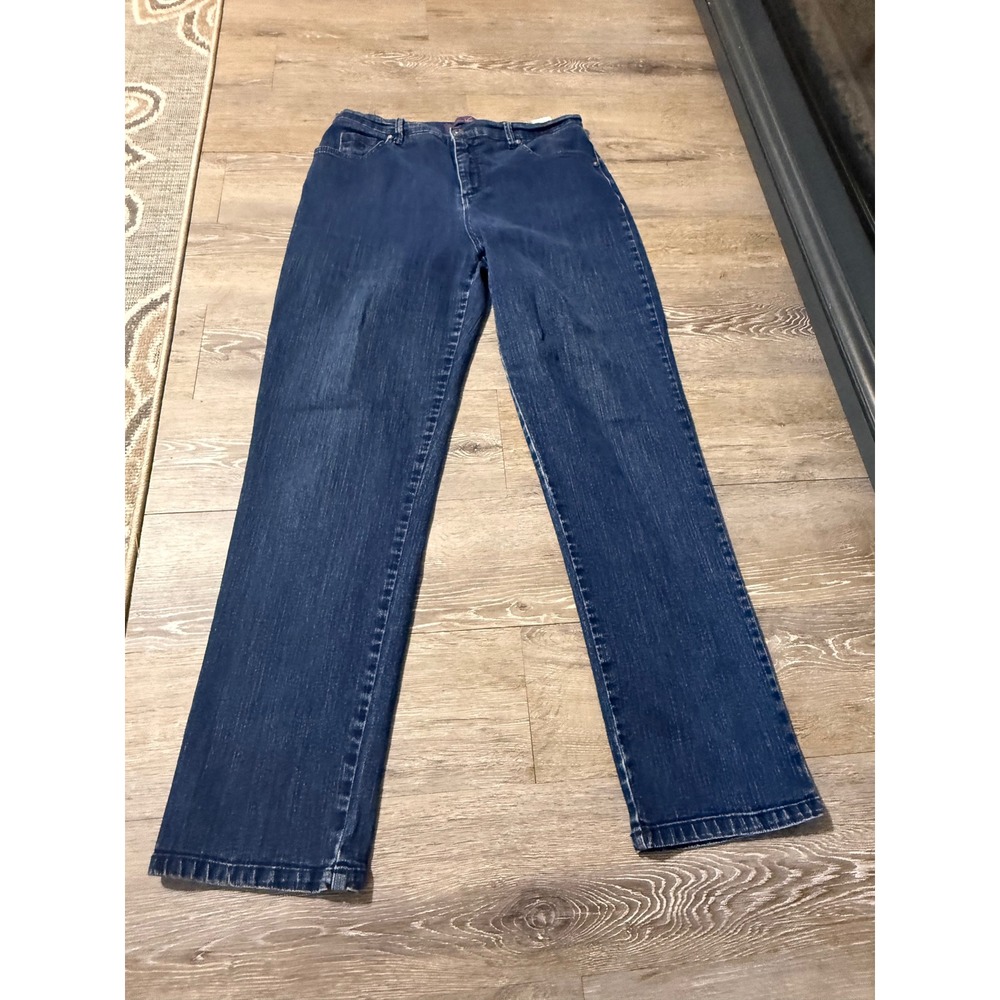 Gloria Vanderbilt Womens Blue Straight Leg High Rise Jeans Size 12 Dark Wash